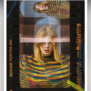 Vintage Artesania Static Rainbow Striped Knit Sweater, Size XL